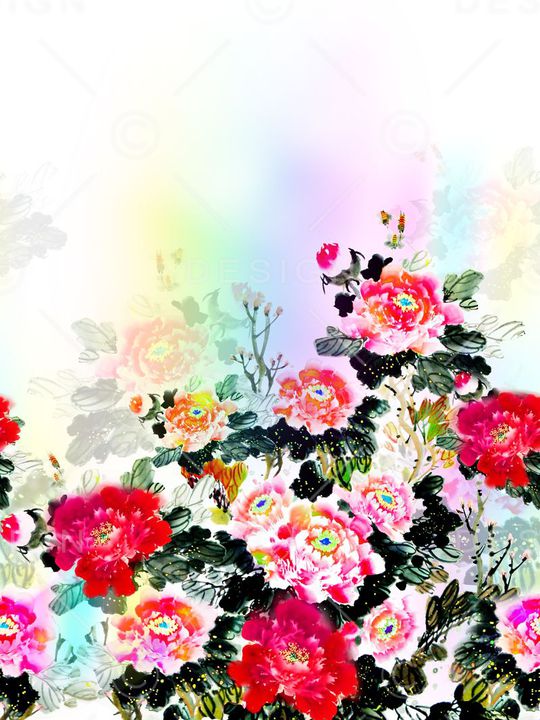 牡丹印花华亿平台图片