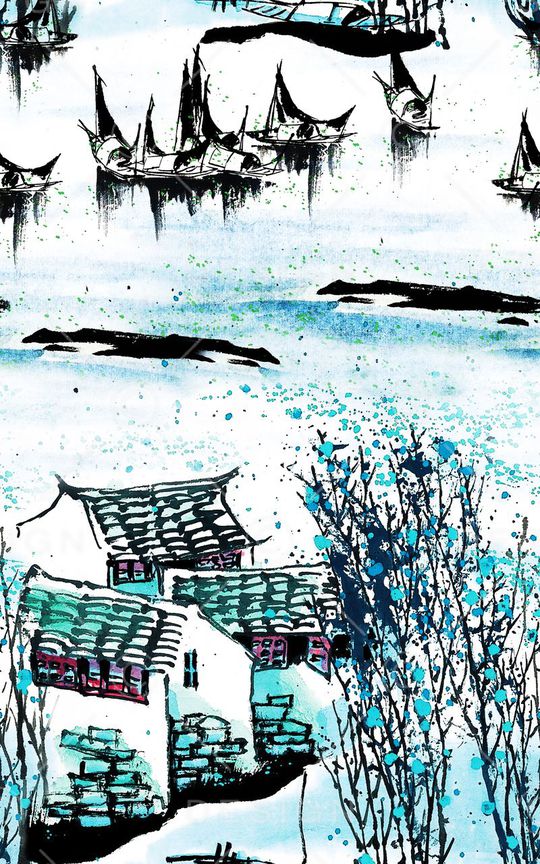 中国风印花华亿平台图片