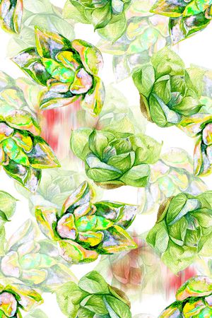 手绘水彩植物印花印花华亿平台图片