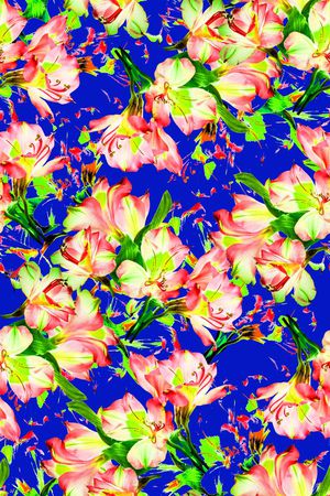 时尚手绘清爽女装花卉印花印花华亿平台图片