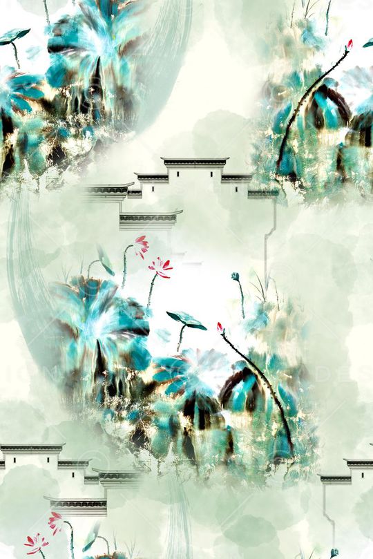 水墨印花华亿平台图片