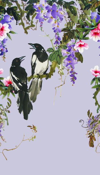 中国水墨画印花华亿平台图片