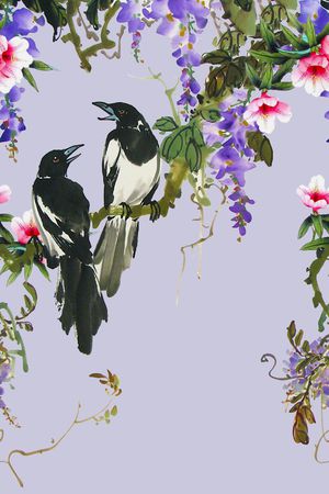 中国水墨画印花华亿平台图片