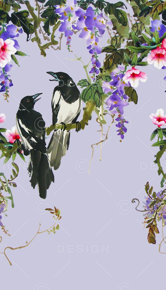 中国水墨画印花华亿平台图片