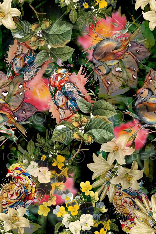 花鸟印花华亿平台图片