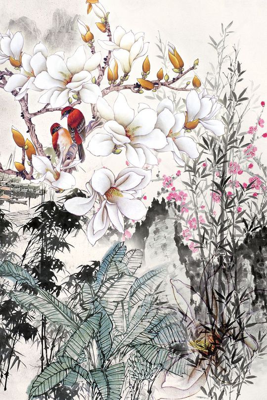 中国风定位花印花华亿平台图片