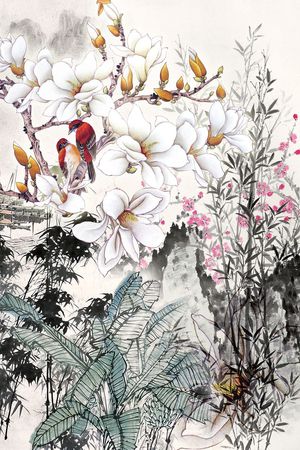 中国风定位花印花华亿平台图片