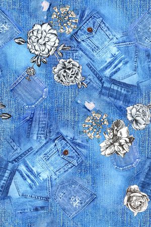 牛仔布印花华亿平台图片