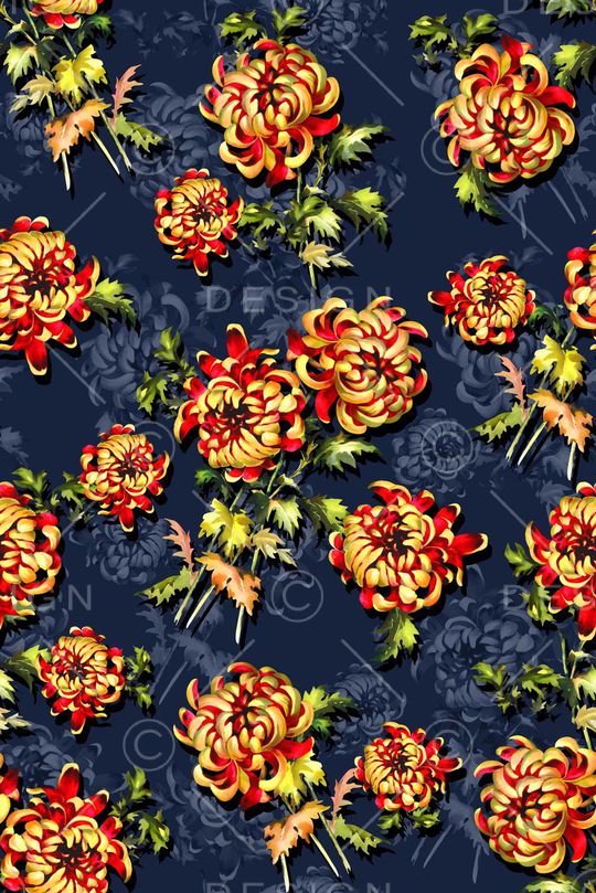 水彩花印花华亿平台图片