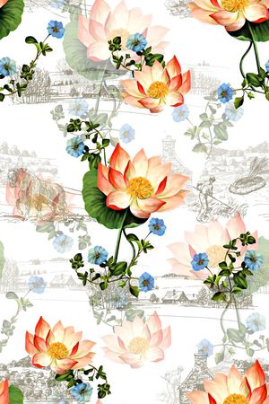 荷花印花华亿平台图片