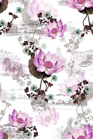 抽象几何清爽梦幻艺术平底立体手绘满版最新高清数码蕾丝民族中国风绣花珠宝肌理时尚潮

流大牌复古欧美风印花华亿平台图片