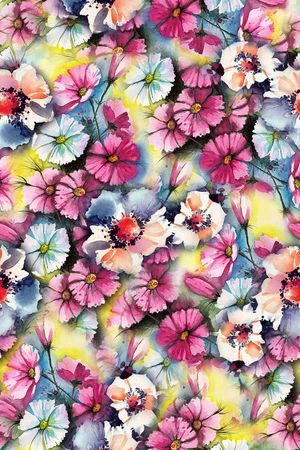 时尚手绘水彩画花卉印花印花华亿平台图片