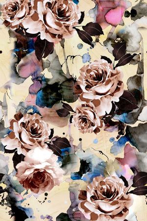 抽象写意花卉印花华亿平台图片