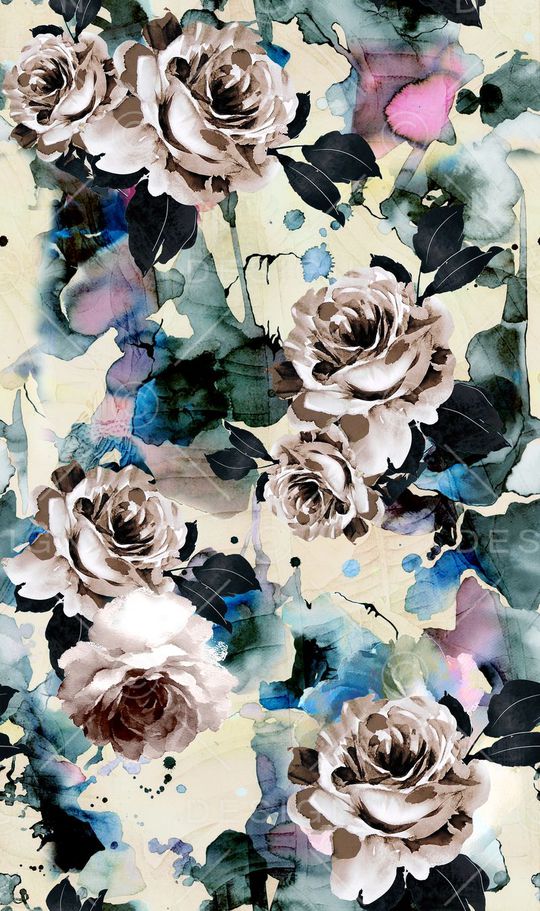 抽象写意花卉印花华亿平台图片