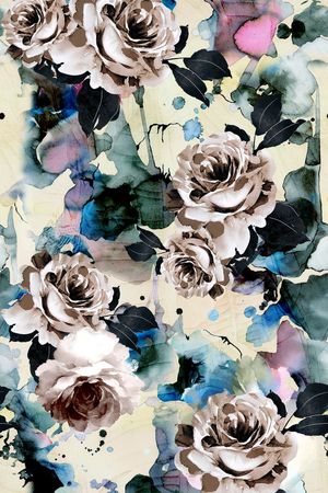 抽象写意花卉印花华亿平台图片