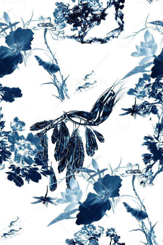 蓝色印花华亿平台图片