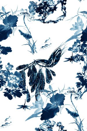 蓝色印花华亿平台图片