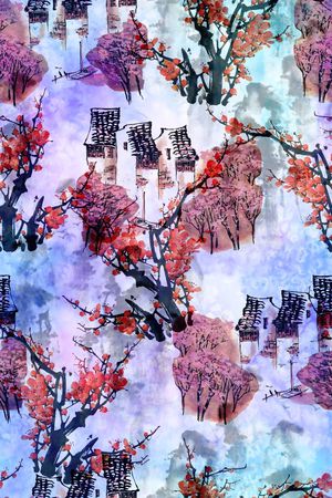 水墨中国风印花华亿平台图片