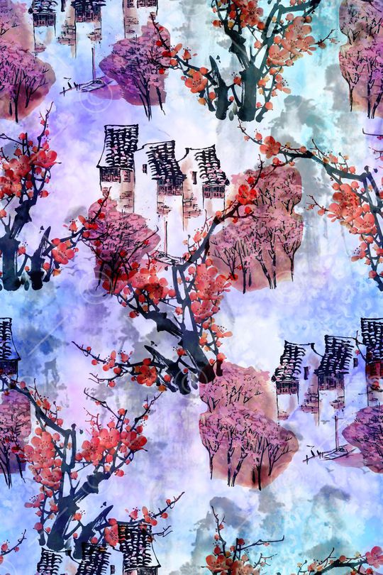 水墨中国风印花华亿平台图片