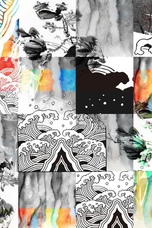 山水画印花华亿平台图片