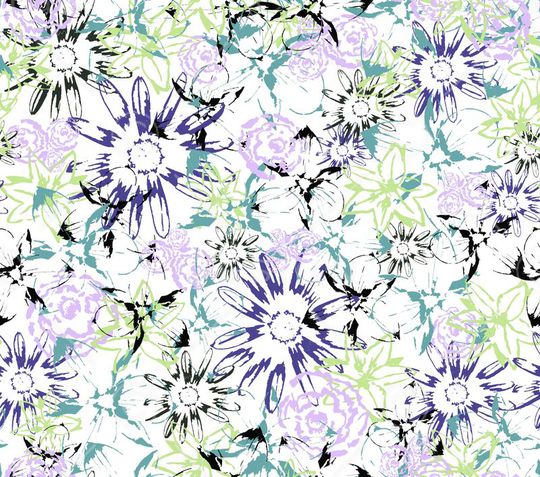 简笔细线条花卉i印花华亿平台图片