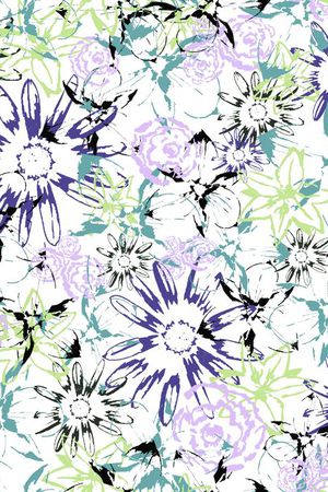 简笔细线条花卉i印花华亿平台图片