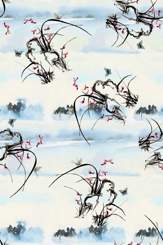 水墨印花华亿平台图片