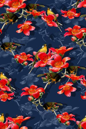 抽象几何清爽梦幻艺术平底立体手绘满版最新高清数码蕾丝民族中国风绣花珠宝肌理时尚潮

流大牌复古欧美风印花华亿平台图片