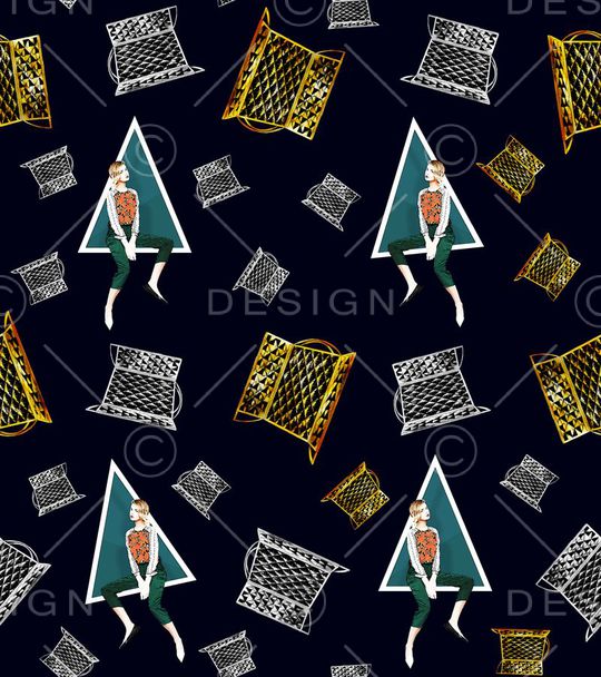 水彩画印花华亿平台图片