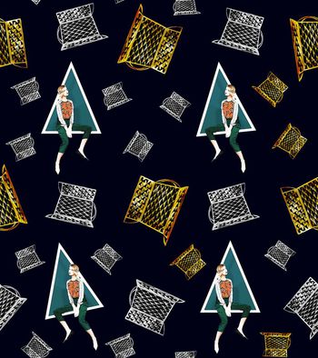 617774-几何水彩人物画花样华亿平台