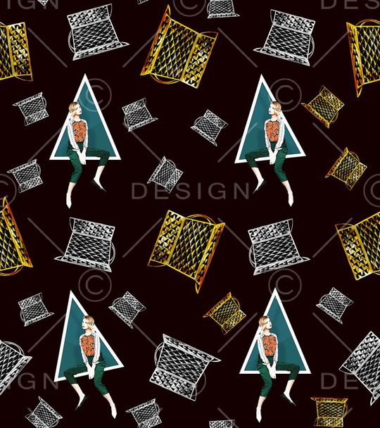 水彩画印花华亿平台图片