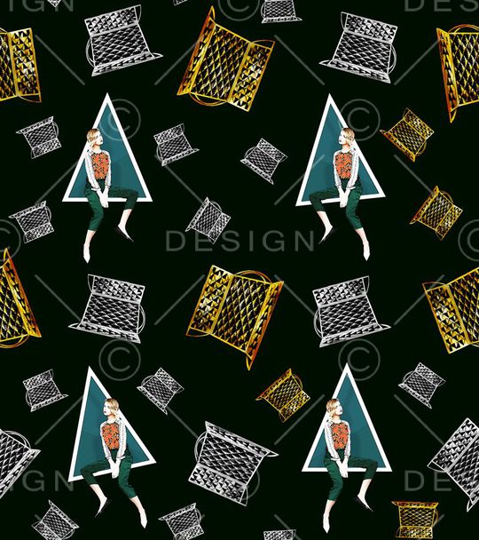 水彩画印花华亿平台图片