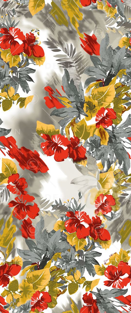 平铺花卉印花华亿平台图片