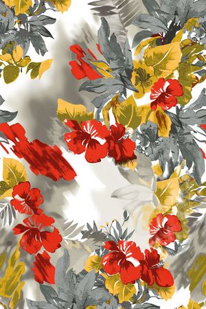 平铺花卉印花华亿平台图片