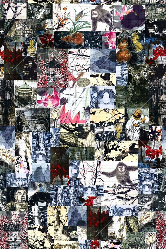 国画拼接印花华亿平台图片