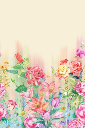 时尚手绘水彩女装花卉印花印花华亿平台图片