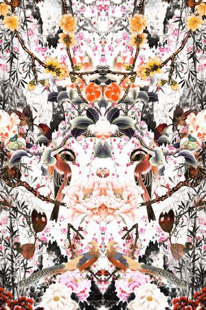 花鸟印花华亿平台图片