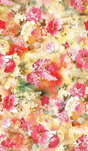 手绘花卉印花华亿平台图片