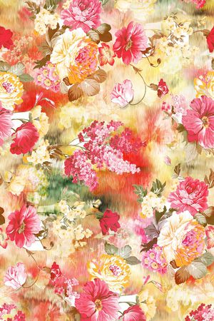 手绘花卉印花华亿平台图片