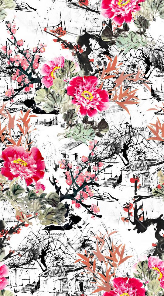 山水画印花华亿平台图片