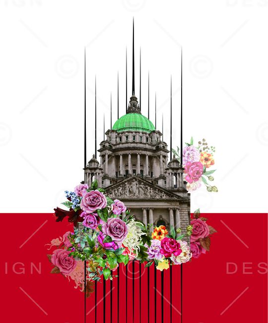 建筑线条花朵定位蝙蝠袖女装印花华亿平台图片