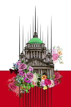 建筑线条花朵定位蝙蝠袖女装印花华亿平台图片