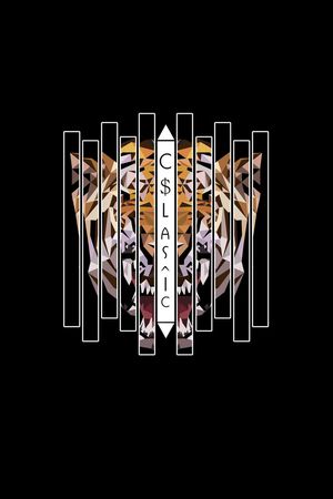 抽象几何色块老虎印花华亿平台图片