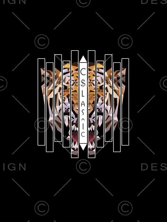 抽象几何色块老虎印花华亿平台图片