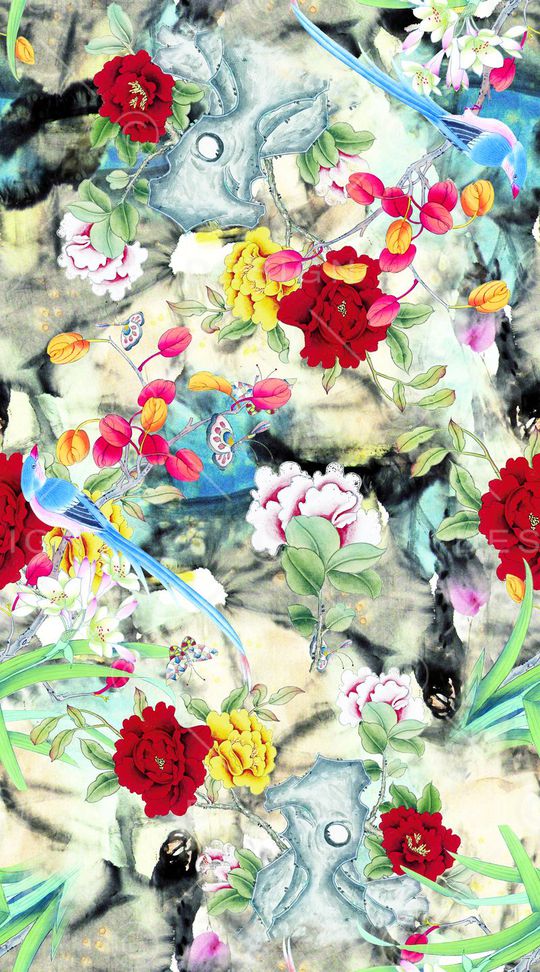 花卉印花华亿平台图片