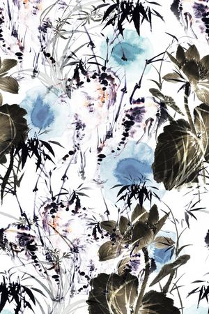 水墨印花华亿平台图片