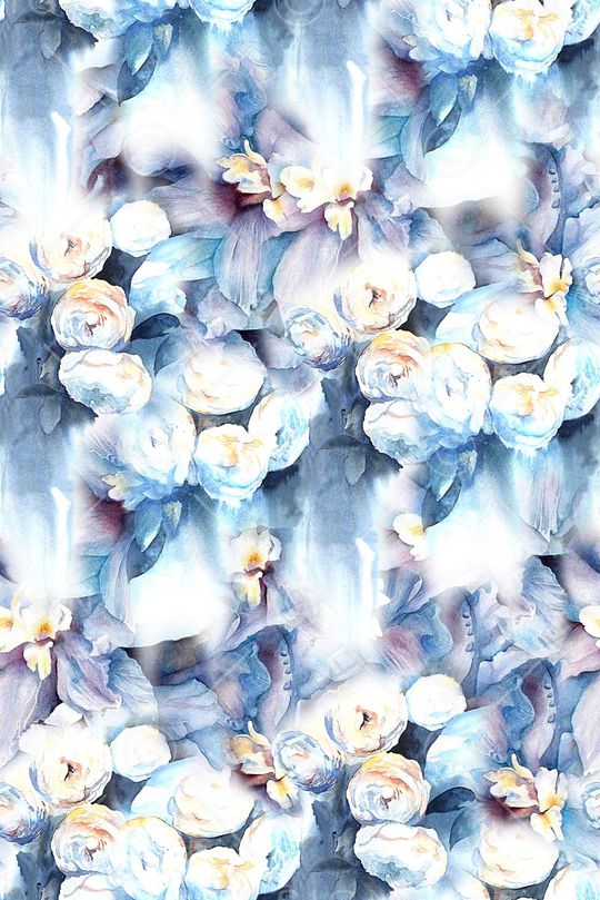 时尚手绘水彩画玫瑰花花卉印花华亿平台图片