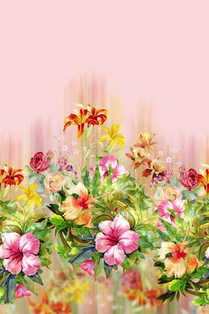 时尚手绘水彩画花卉印花印花华亿平台图片