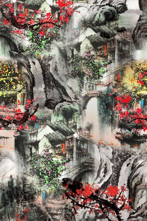 中国风印花华亿平台图片