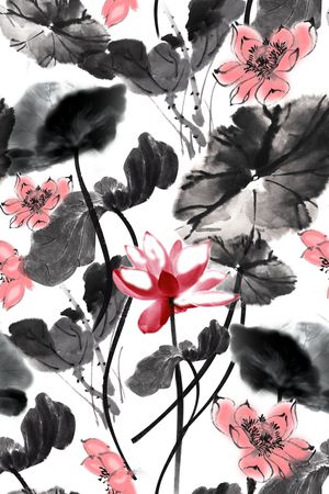 水墨印花华亿平台图片